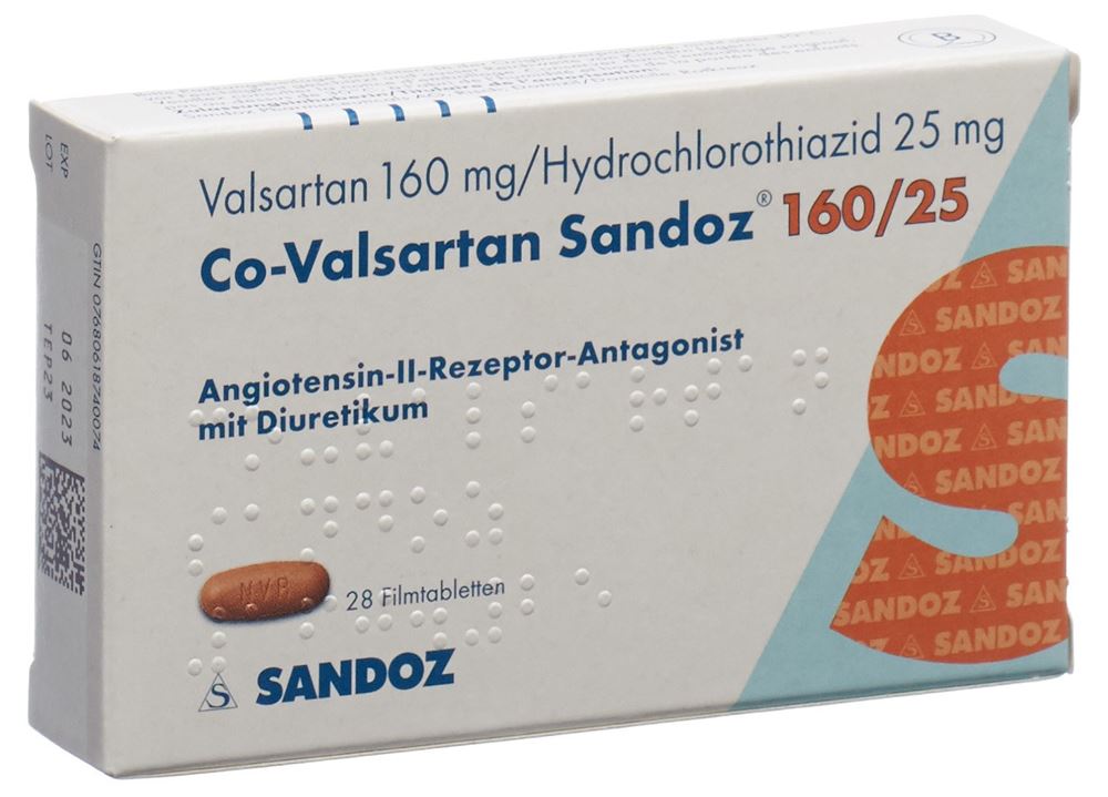 Co-Valsartan Sandoz 160/25, Filmtabletten