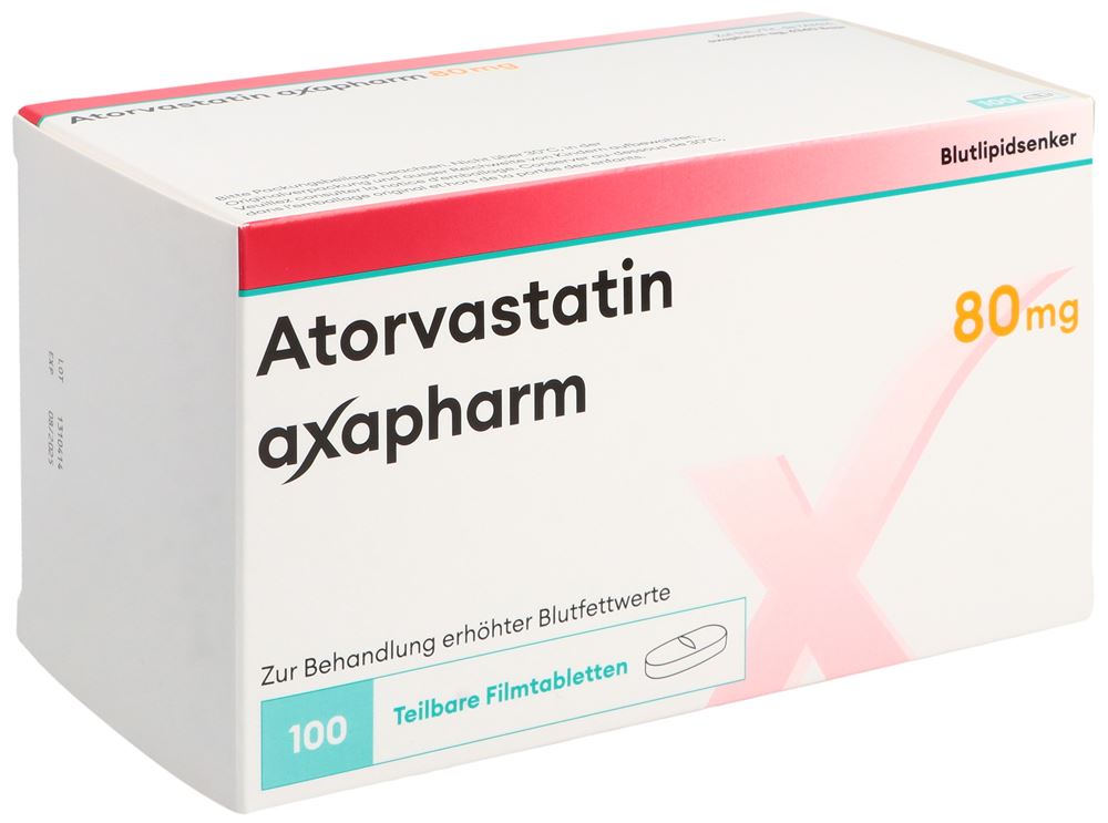 ATORVASTATINE axapharm cpr pell 80 mg 100 pce