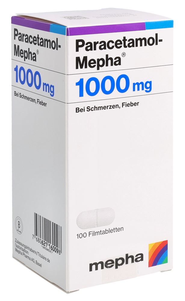 PARACETAMOL Mepha cpr pell 1000 mg bte 100 pce