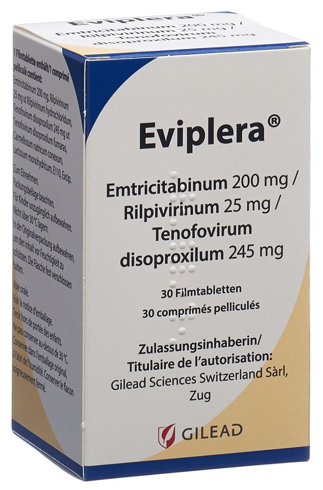 EVIPLERA cpr pell 200mg/25mg/245mg bte 30 pce