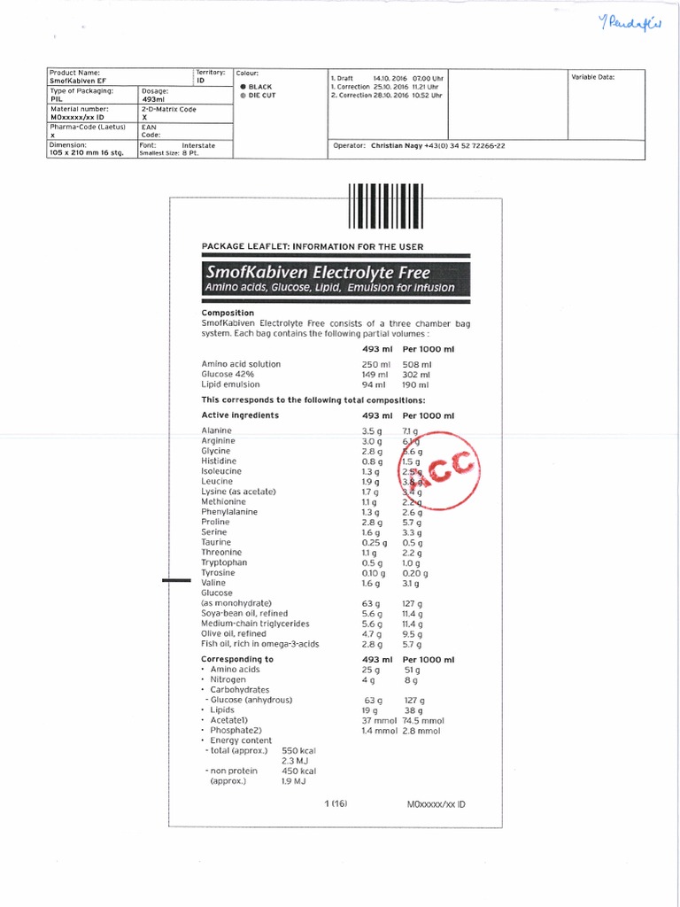 SmofKabiven EF, Infusionsemulsion 1477 ml