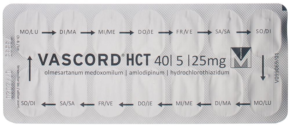 VASCORD HCT cpr pell 40/5/25 mg 28 pce