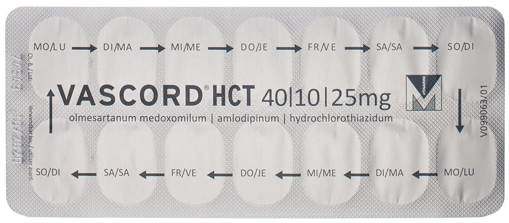 VASCORD HCT cpr pell 40/10/25 mg 28 pce