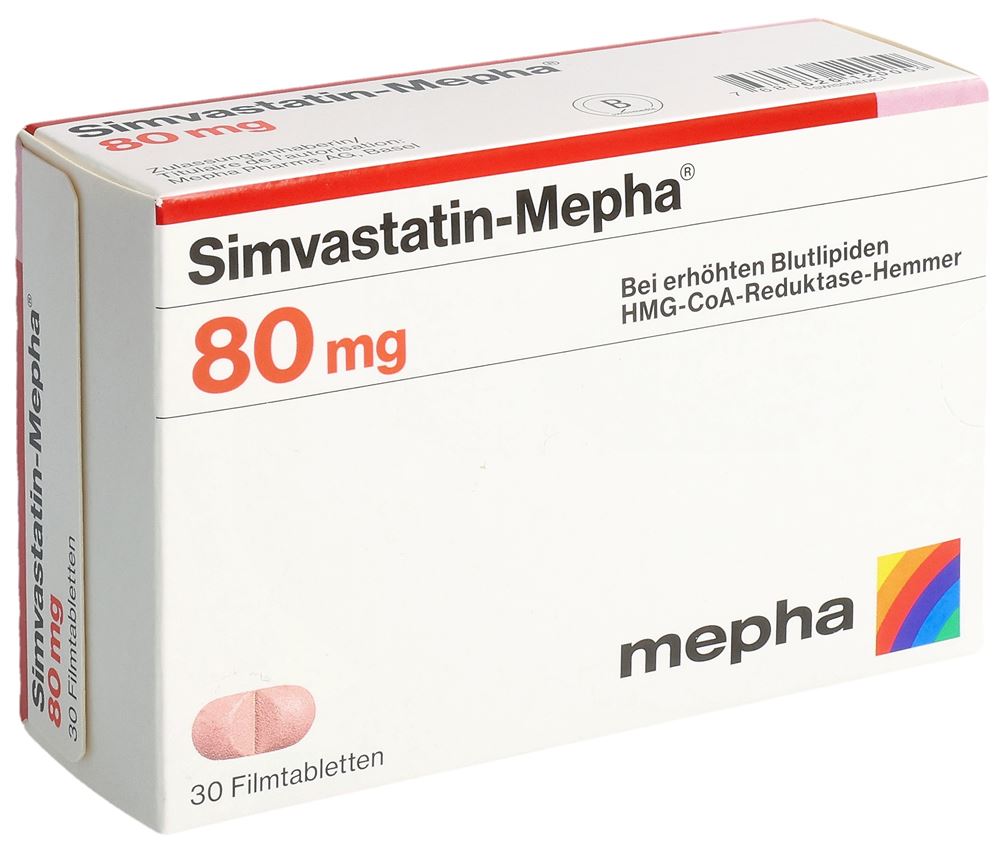 SIMVASTATIN Mepha Lactab 80 mg 30 pce
