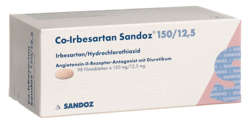 CO-IRBESARTAN Sandoz cpr pell 150/12.5 mg 98 pce