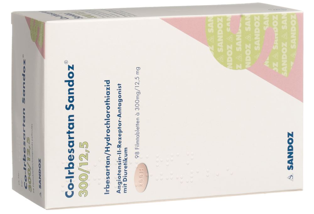 CO-IRBESARTAN Sandoz cpr pell 300/12.5 mg 98 pce
