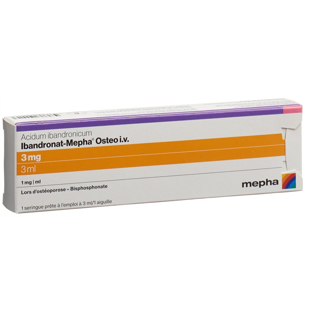 Ibandronat-Mepha Osteo i.v. 3 mg/ 3 ml, Injektionslösung in einer Fertigspritze