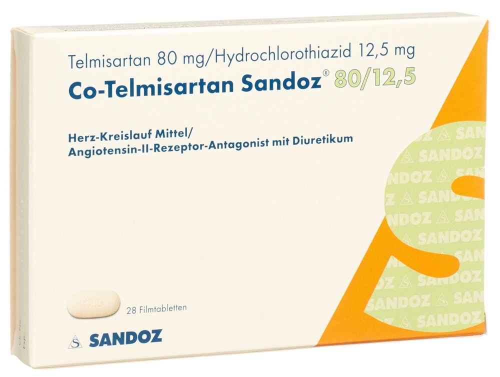 Co-Telmisartan Sandoz 80 mg/12.5 mg, Filmtabletten