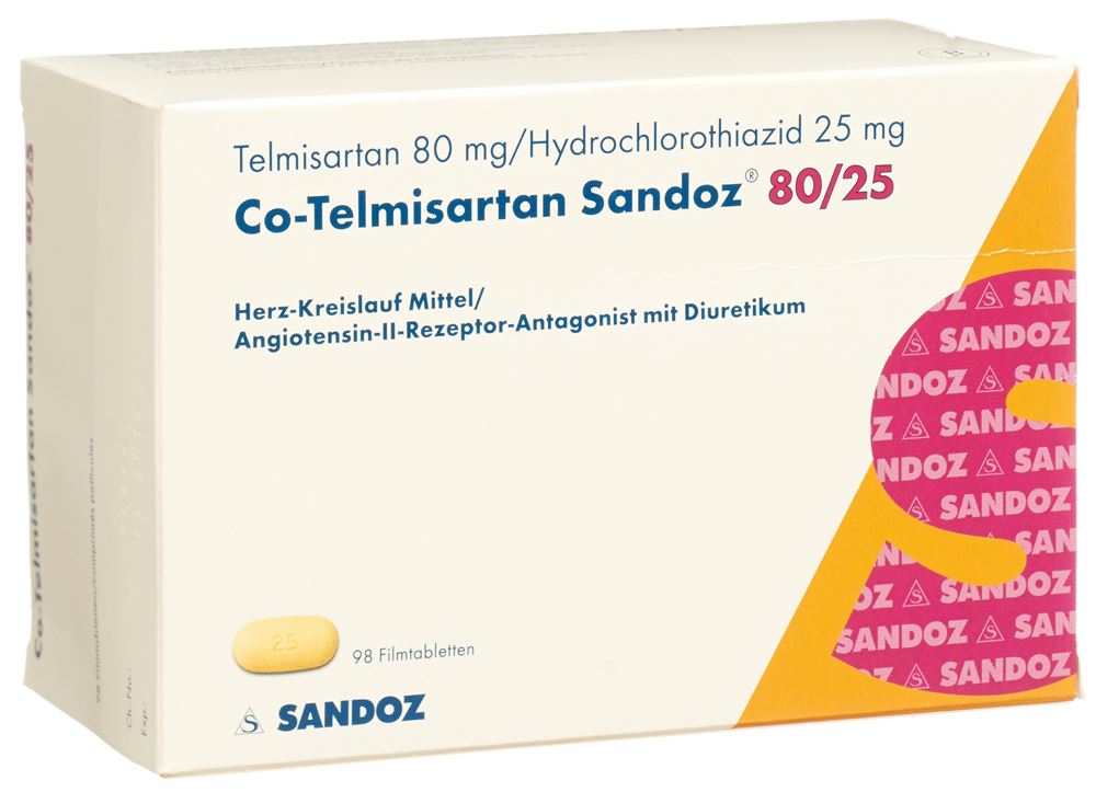Co-Telmisartan Sandoz 80 mg/25 mg, Filmtabletten