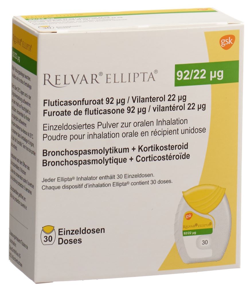 RELVAR ELLIPTA pdr inh 92mcg/22mcg 30 dos