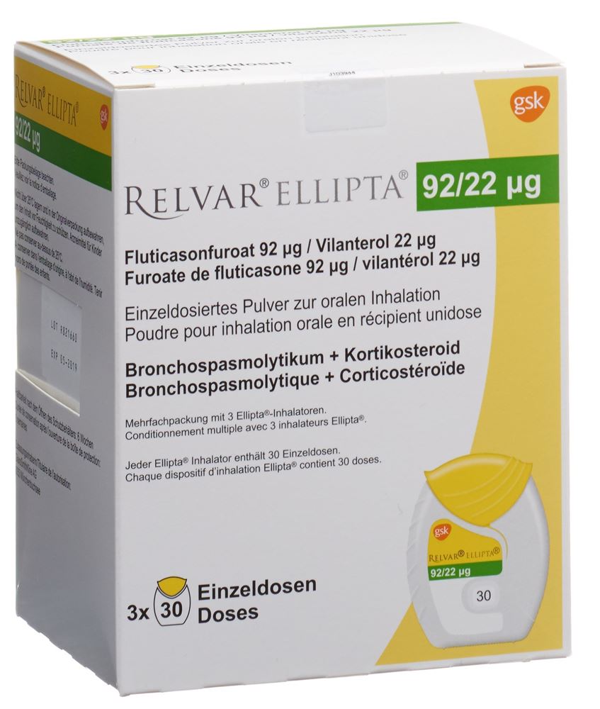 RELVAR ELLIPTA pdr inh 92mcg/22mcg 3 x 30 dos