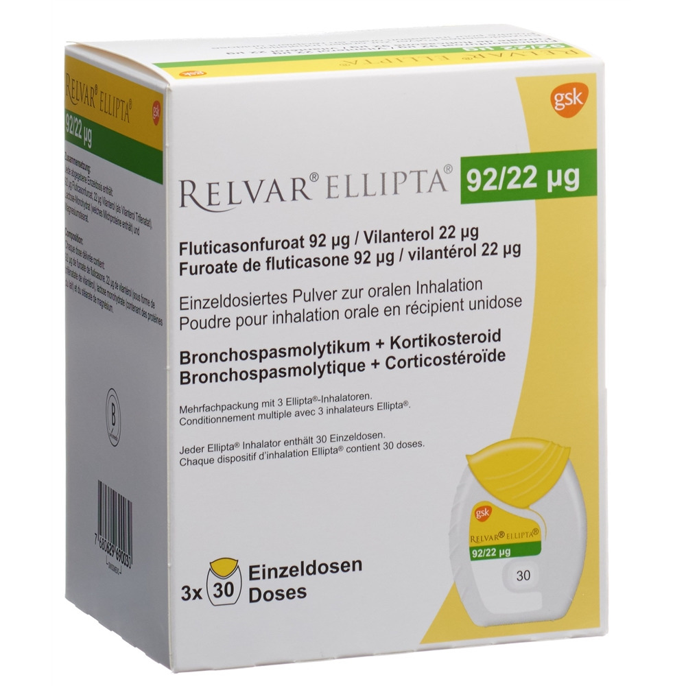 RELVAR ELLIPTA pdr inh 92mcg/22mcg 3 x 30 dos