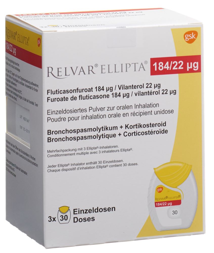 RELVAR ELLIPTA pdr inh 184mcg/22mcg 3 x 30 dos