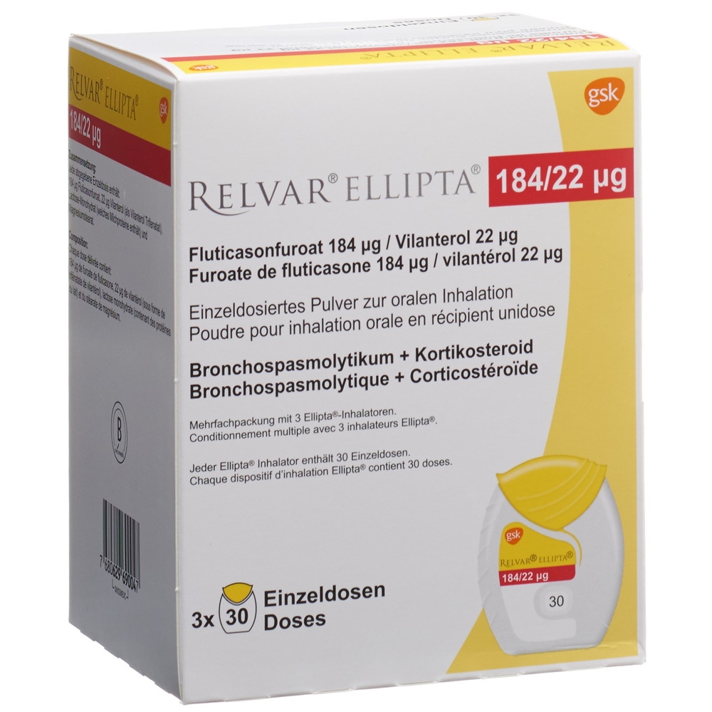 RELVAR ELLIPTA pdr inh 184mcg/22mcg 3 x 30 dos