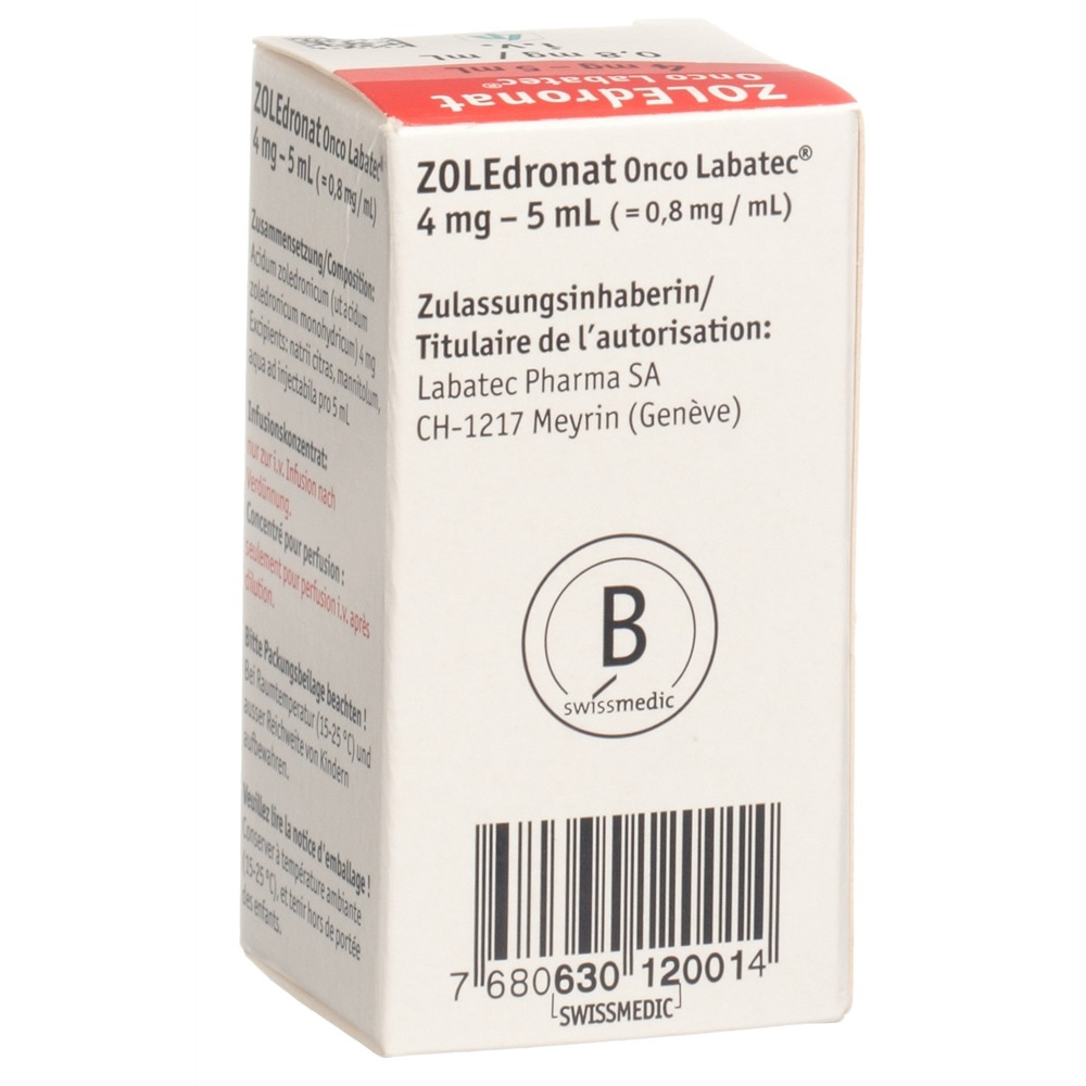 Zoledronat Onco Labatec 4 mg/5 ml, solution à diluer pour perfusion