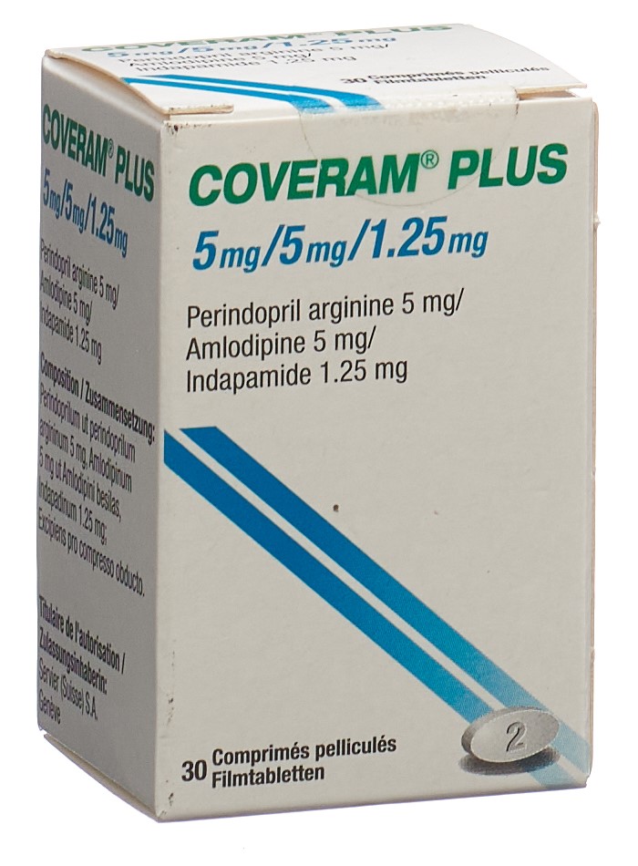 Coveram plus 5 mg/5 mg/1.25 mg, comprimés pelliculés