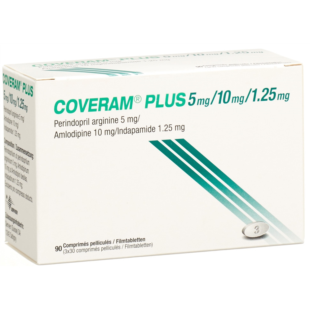 COVERAM plus cpr pell 5/10/1.25mg bte 90 pce