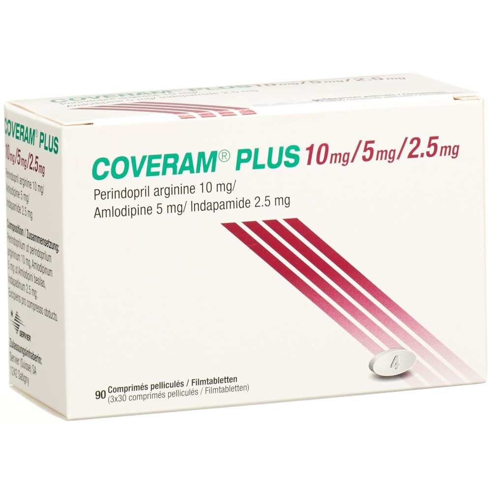 Coveram plus 10 mg/5 mg/2.5 mg, comprimés pelliculés