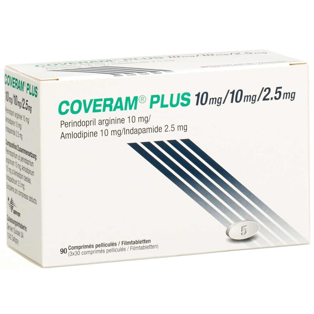 Coveram plus 10 mg/10 mg/2.5 mg, comprimés pelliculés