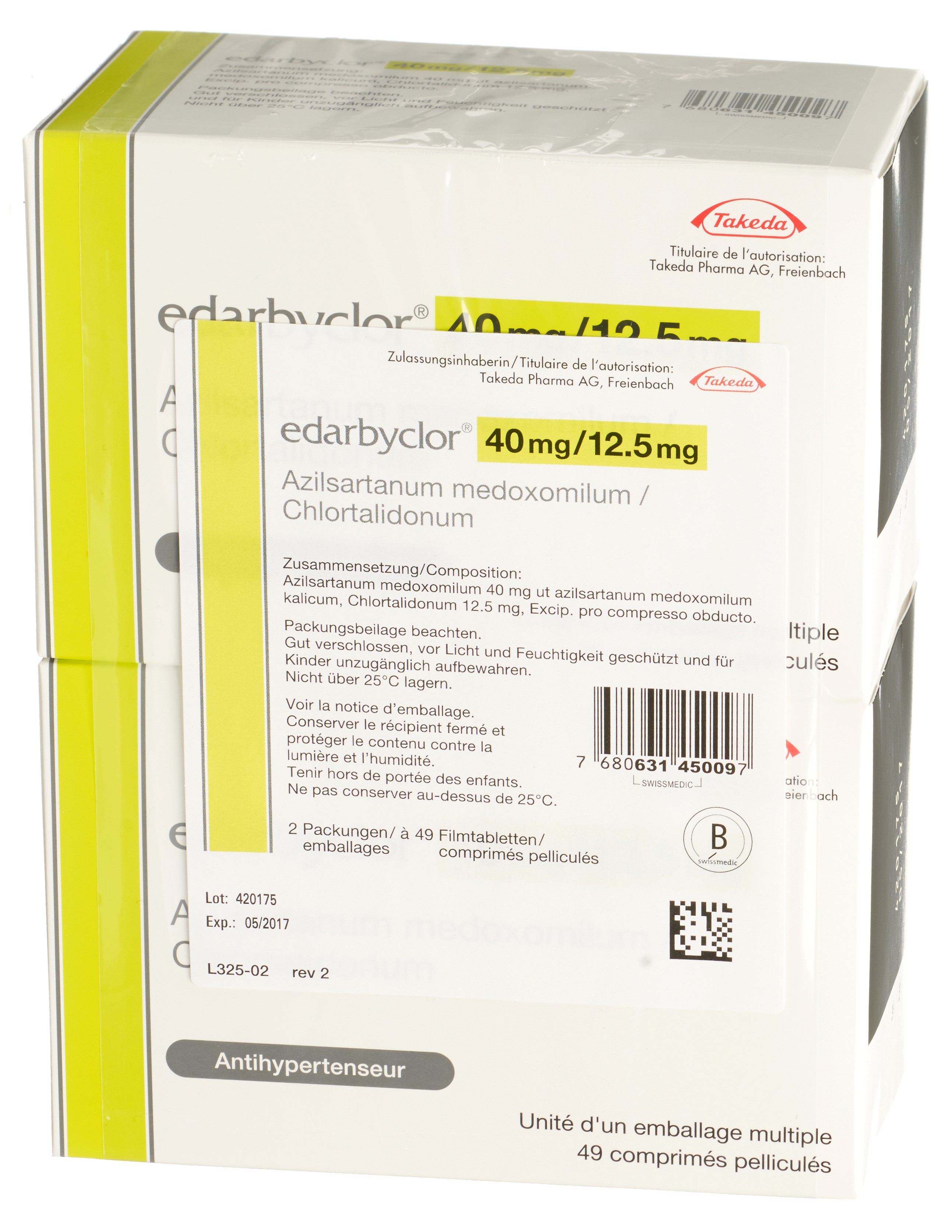 EDARBYCLOR cpr pell 40/12.5 mg blist 28 pce