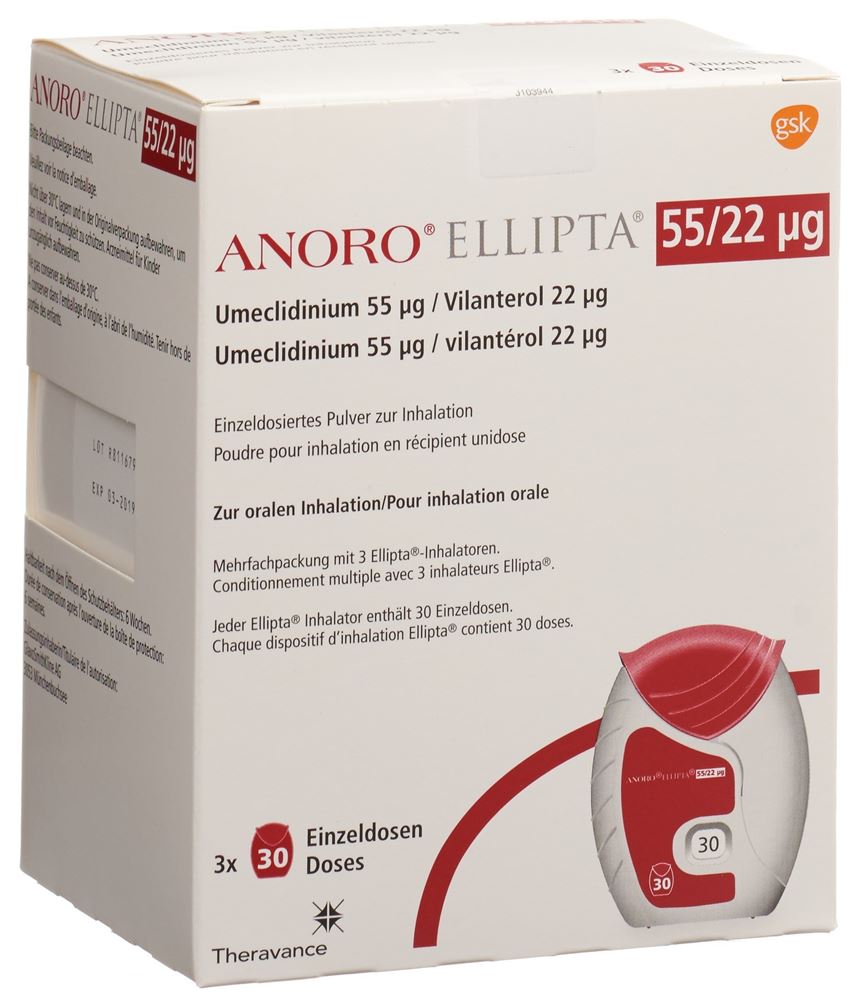 ANORO ELLIPTA pdr inh 55mcg/22mcg 3 x 30 dos