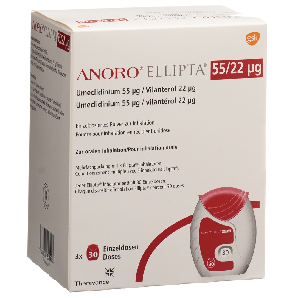 ANORO ELLIPTA pdr inh 55mcg/22mcg 3 x 30 dos