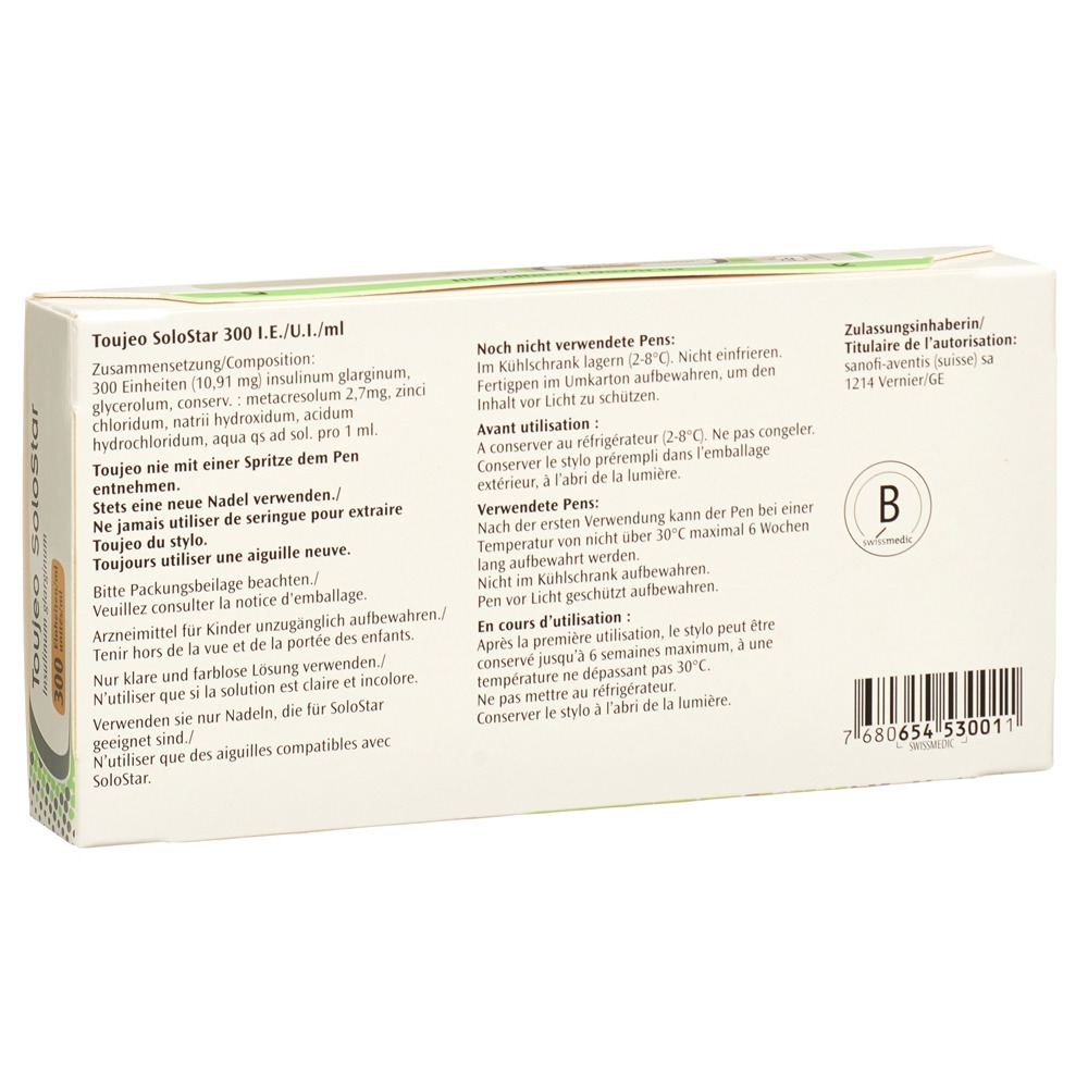 TOUJEO SoloStar sol inj 300 U/ml Pen 3 x 1.5 ml