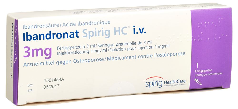 Ibandronat Spirig HC i.v. 3 mg/3 ml, Injektionslösung in einer Fertigspritze