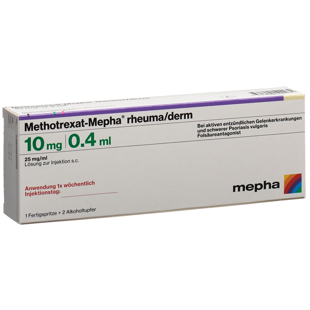 Methotrexat-Mepha rheuma/derm 10 mg/0.4 ml, Injektionslösung in einer Fertigspritze