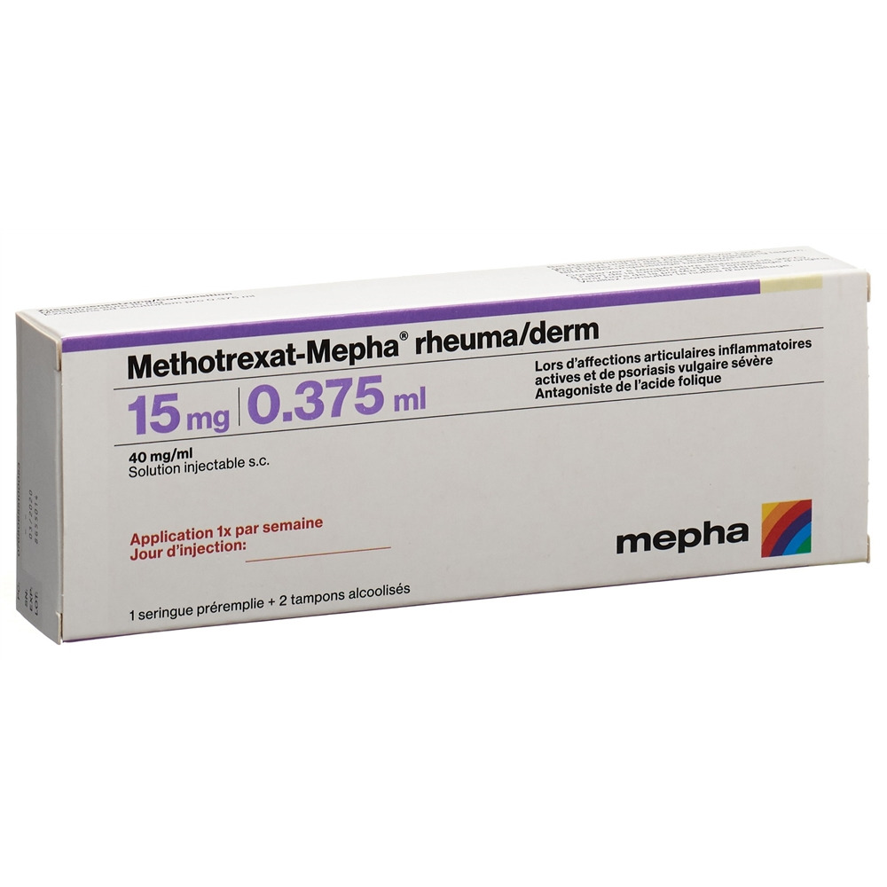 Methotrexat-Mepha rheuma/derm 15 mg/0.375 ml, Injektionslösung in einer Fertigspritze