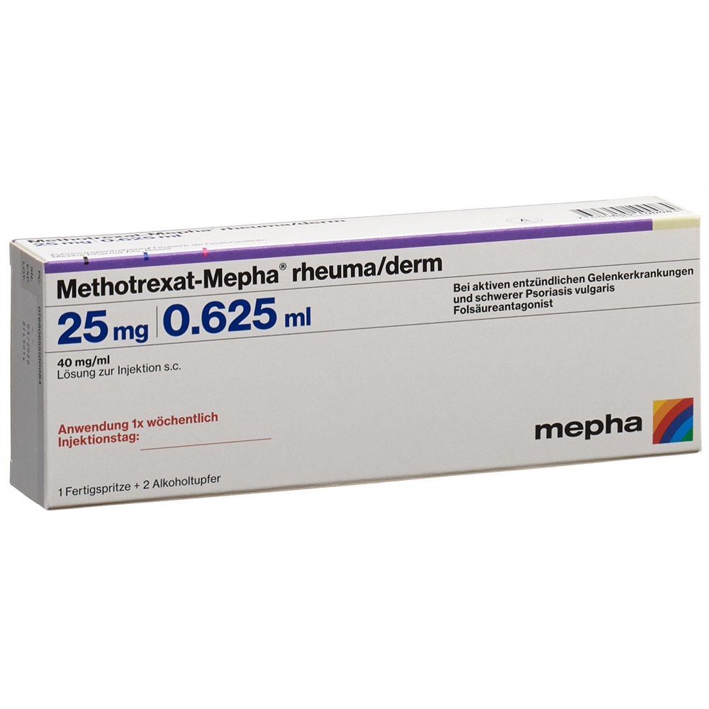 Methotrexat-Mepha rheuma/derm 25 mg/0.625 ml, Injektionslösung in einer Fertigspritze