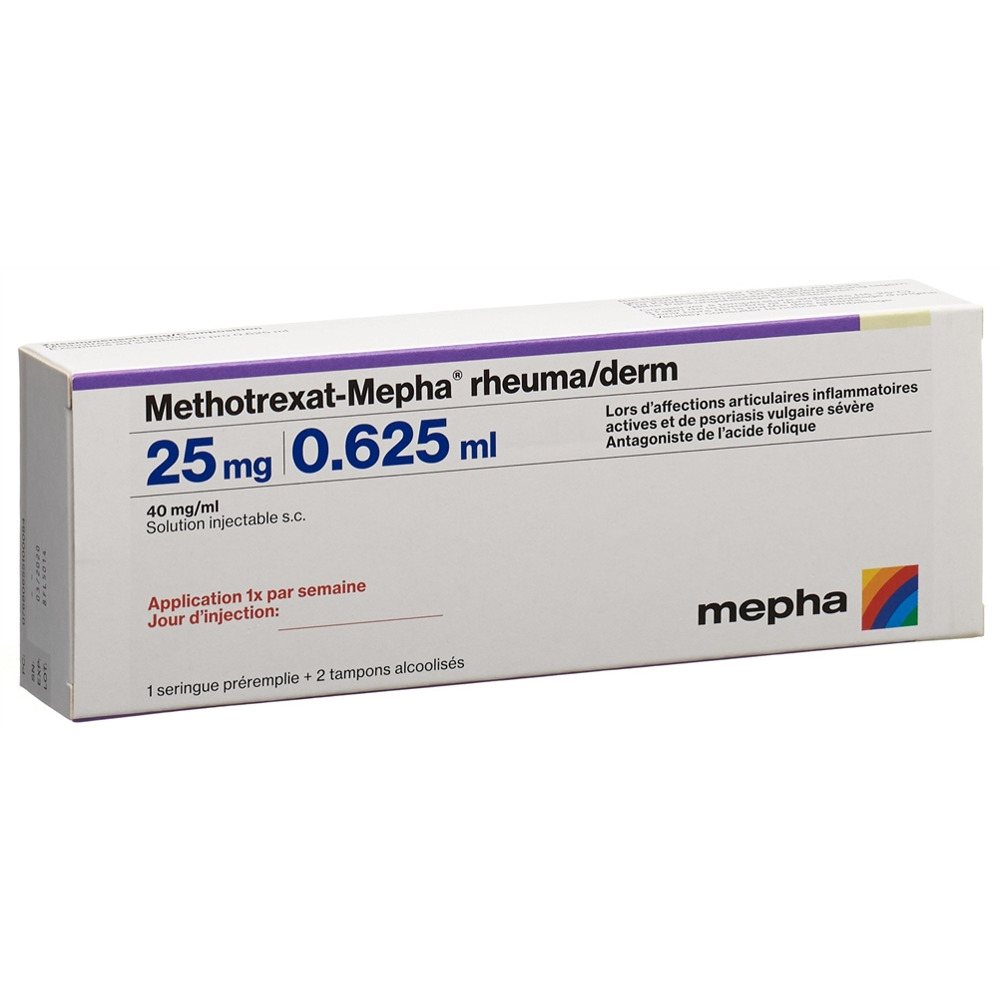 Methotrexat-Mepha rheuma/derm 25 mg/0.625 ml, Injektionslösung in einer Fertigspritze