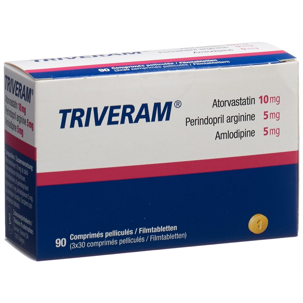 Triveram 10 / 5 / 5 mg, comprimé pelliculé