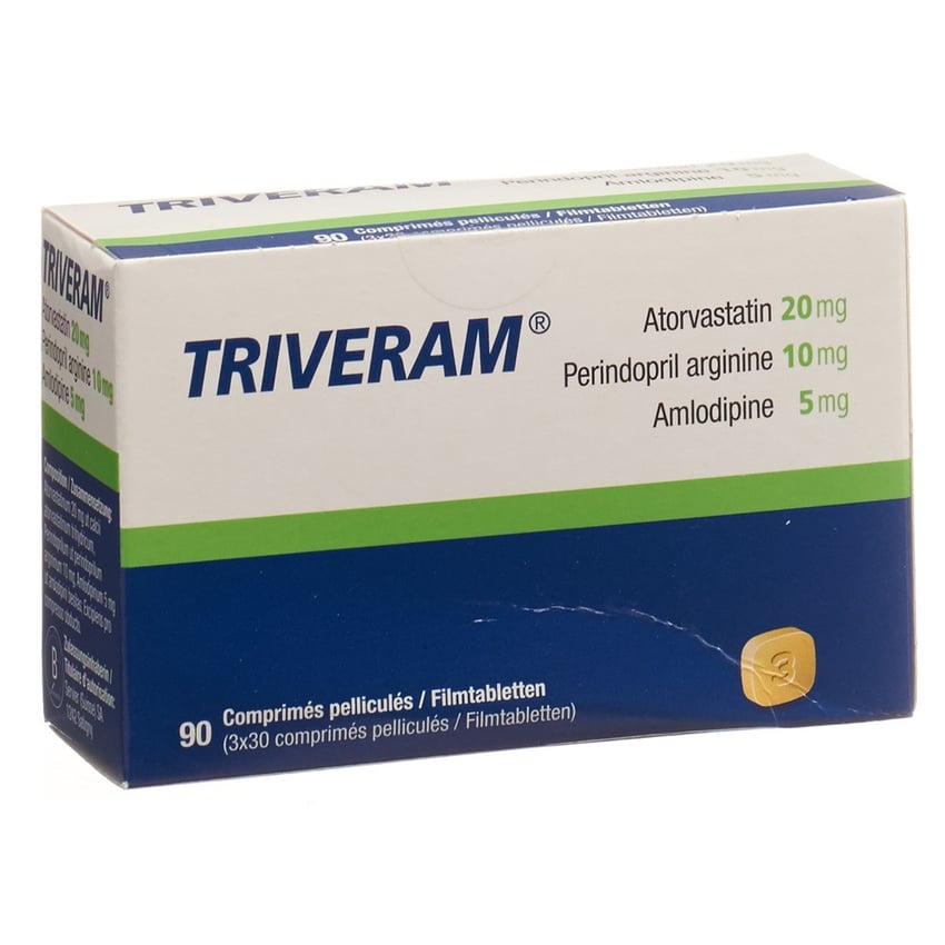 Triveram 10 / 5 / 5 mg, comprimé pelliculé