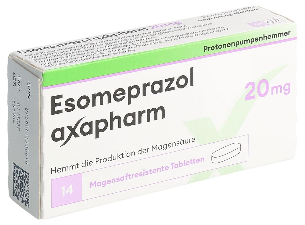 Esomeprazol Axapharm 20 mg, magensaftresistente Tabletten
