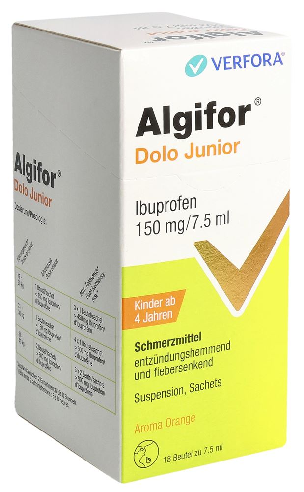 ALGIFOR Dolo Junior 150 mg/7.5ml 18 sach 7.5 ml