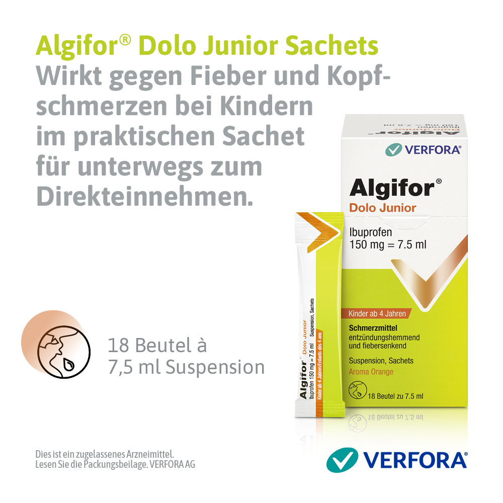 ALGIFOR Dolo Junior 150 mg/7.5ml 18 sach 7.5 ml