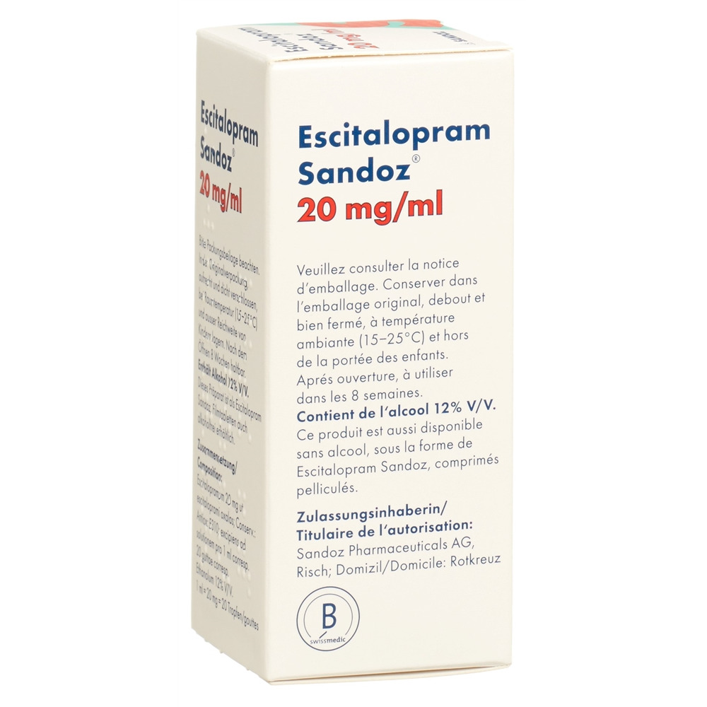 Escitalopram Sandoz 20 mg/ml, Tropfen zum Einnehmen, Lösung