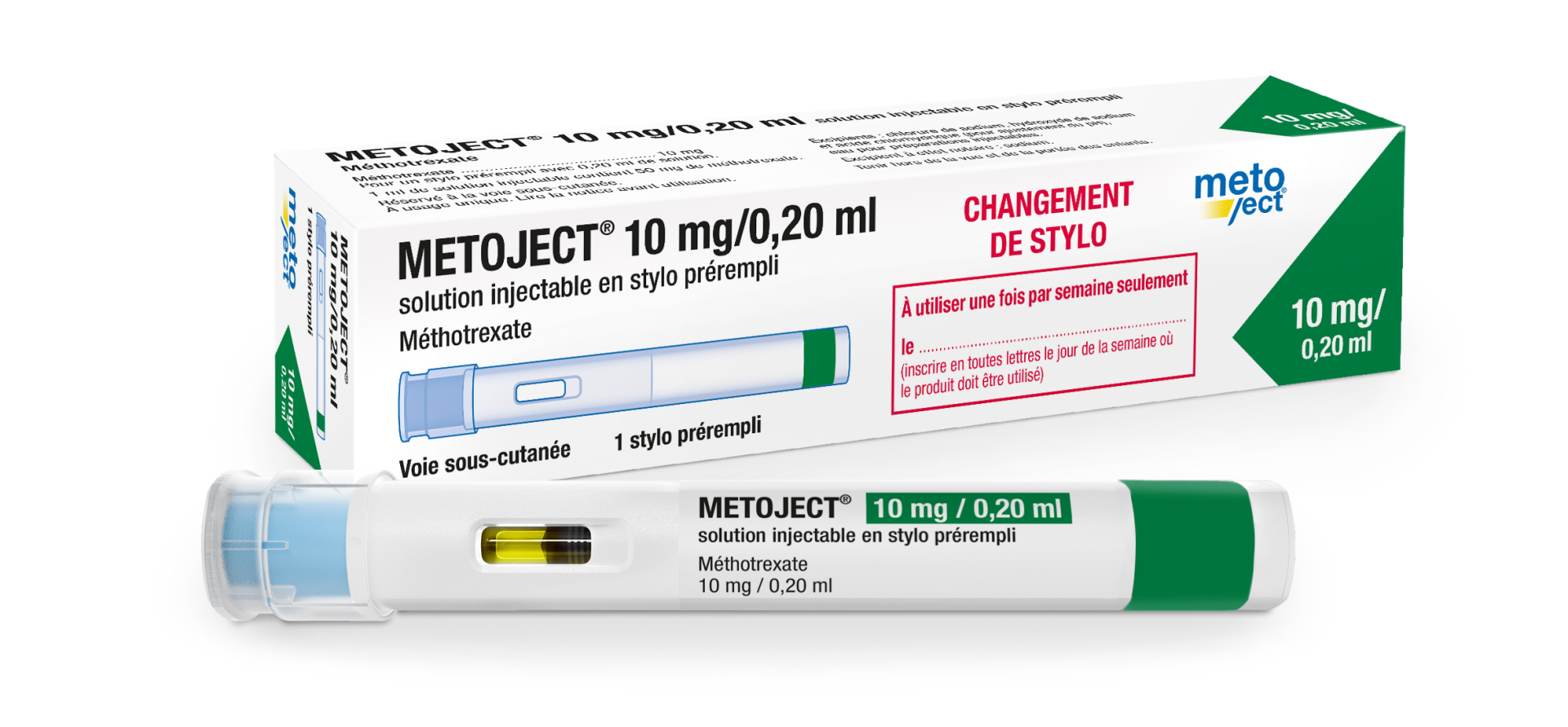 Metoject Auto-injecteur, sol inj 20 mg / 0.4 ml s tamp (ancien), injecteur 1 pce