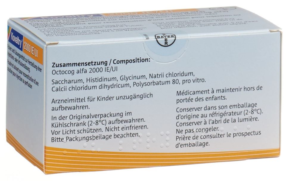 Kovaltry 2000 I.E., Pulver und Lösungsmittel zur Herstellung einer Injektions- oder Infusionslösung