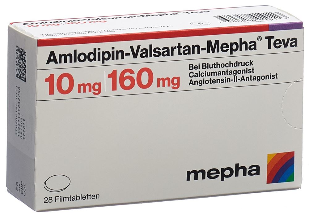 Amlodipin-Valsartan-Mepha Teva 10/160 mg, Filmtabletten
