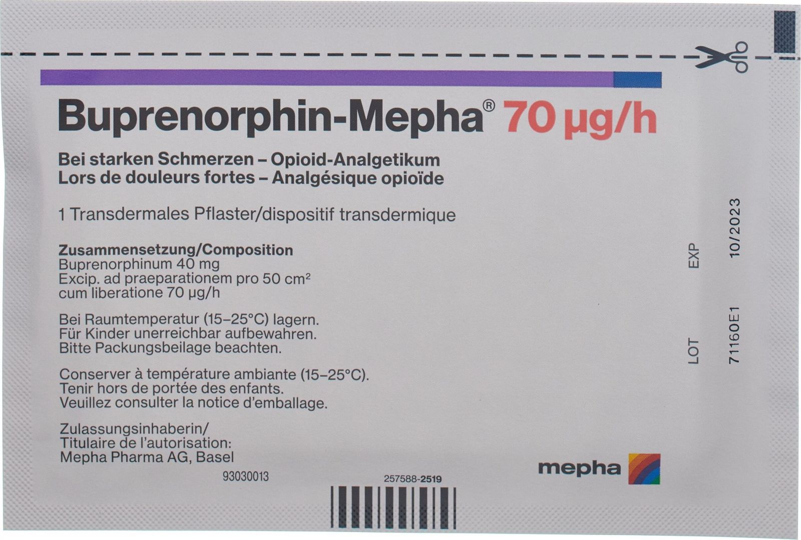 BUPRENORPHIN Mepha TTS 70 mcg/h sach 8 pce
