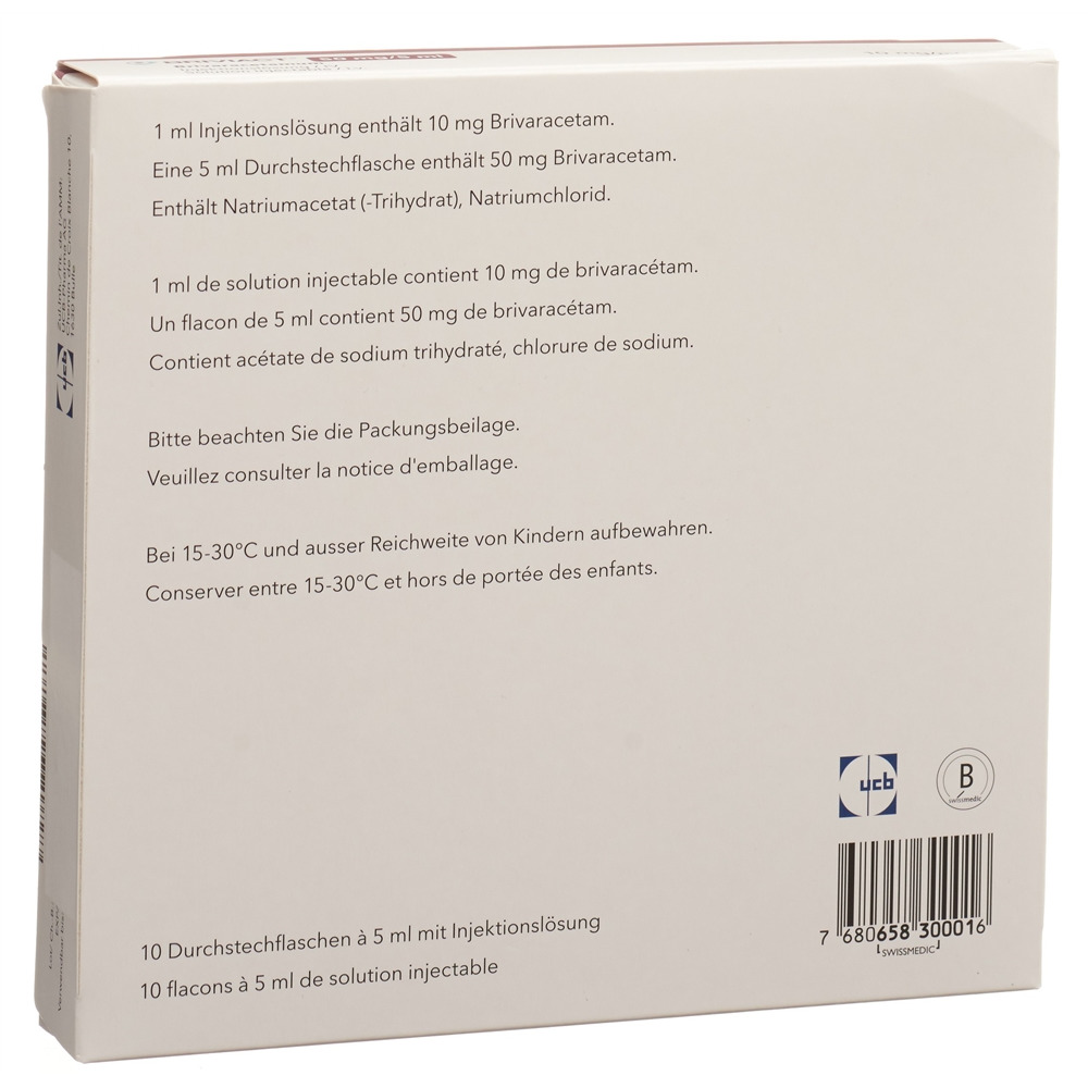 Briviact 50 mg/5 ml, solution injectable