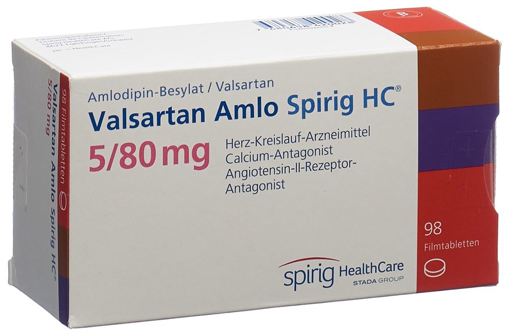 Valsartan Amlo Spirig HC 5/80mg, Filmtabletten