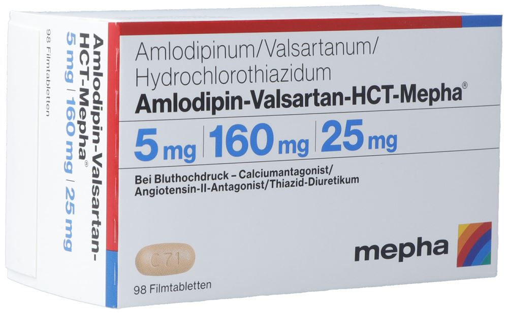 Amlodipin-Valsartan-HCT-Mepha 5mg/160mg/25mg, Filmtabletten