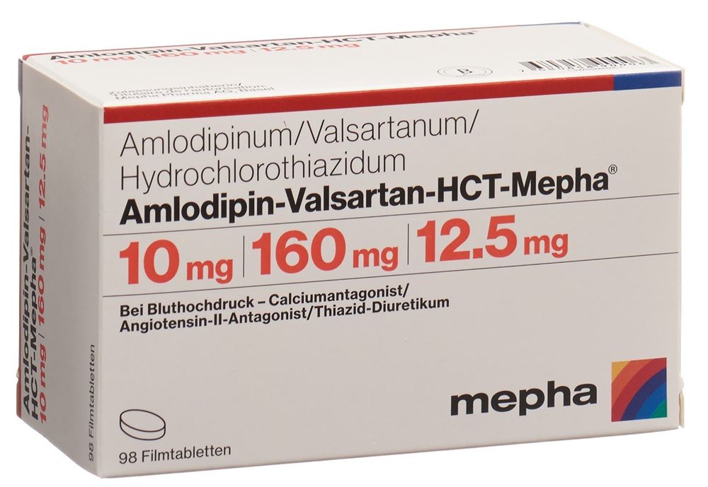 Amlodipin-Valsartan-HCT-Mepha 10mg/160mg/12.5mg, Filmtabletten