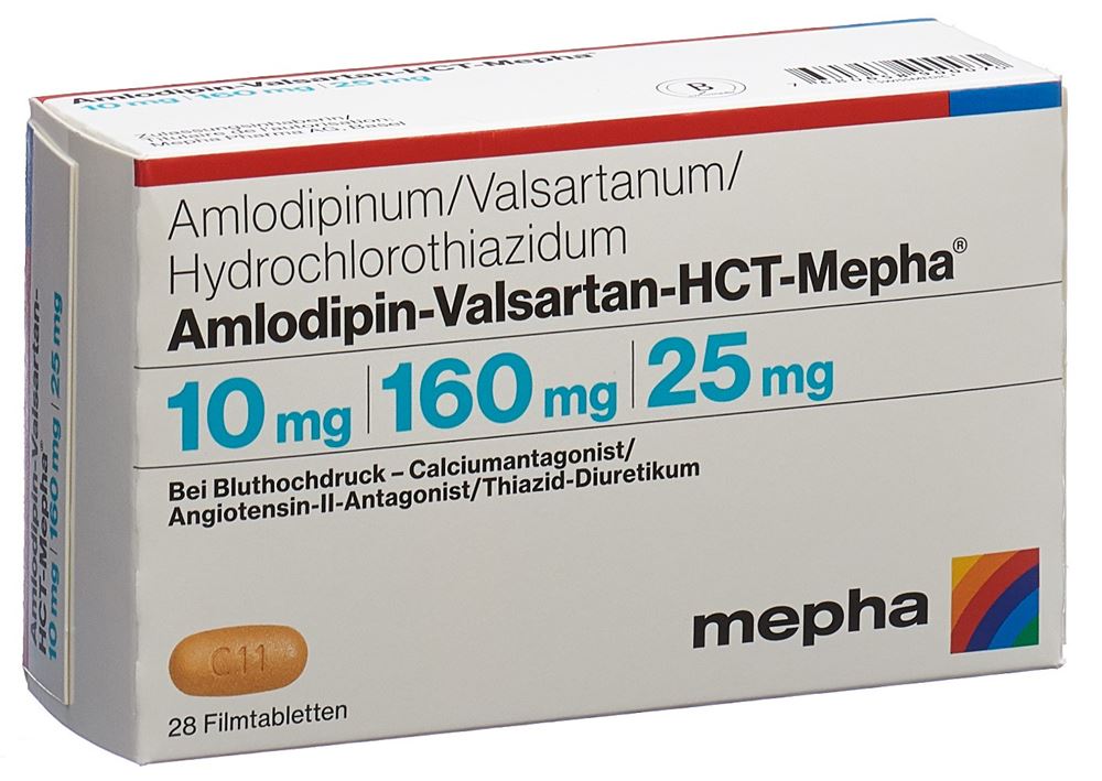 Amlodipin-Valsartan-HCT-Mepha 10mg/160mg/25mg, Filmtabletten