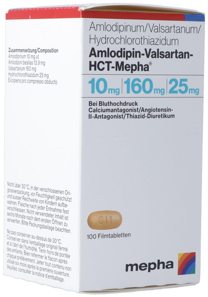 Amlodipin-Valsartan-HCT-Mepha 10mg/160mg/25mg, Filmtabletten