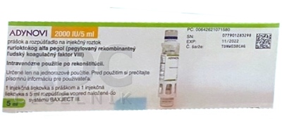 Adynovi 750 IE (5 ml), Pulver und Lösungsmittel zur Herstellung einer Injektionslösung