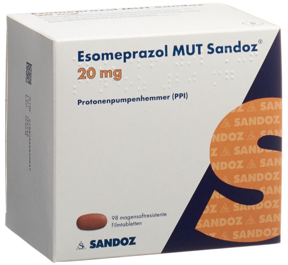 ESOMEPRAZOLE MUT Sandoz cpr pell 20 mg 98 pce